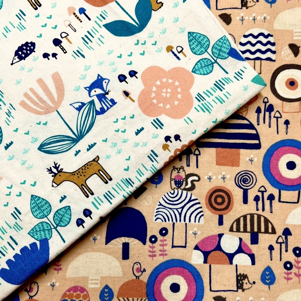 Mori No Tomodachi Quilting Cotton Unbleached
Mushrooms Animals RJR Fabric, Japan
